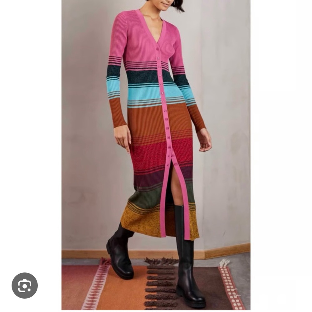 STAUD shoko Striped Long Sleeve Sweater Dress XS